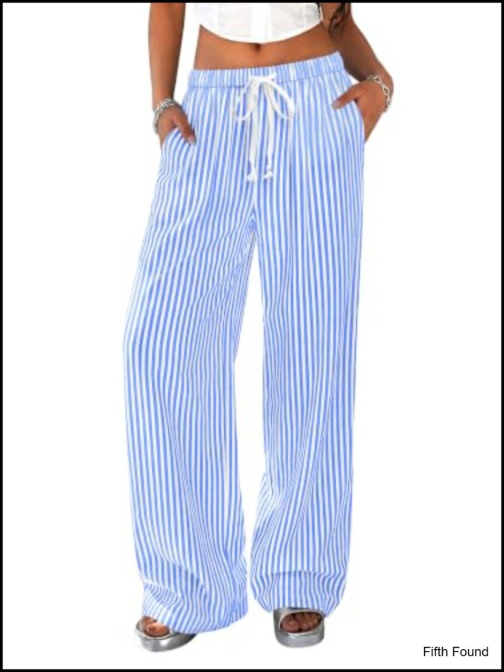 Striped Wide Leg Lounge Pants with Pockets - Lightweight Casual Palazzo Pants